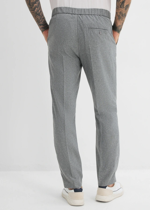 Elegante broek met comfortband, Kleur: grijs gemêleerd