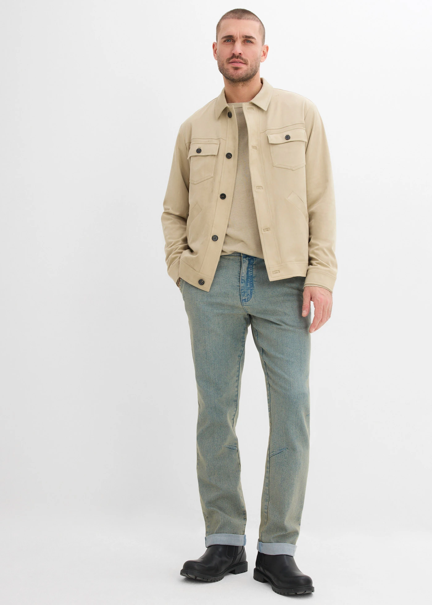 Lehké strečové džíny Relaxed Fit, s pružným pasem, Straight • světle modrý denim used • bonprix obchod