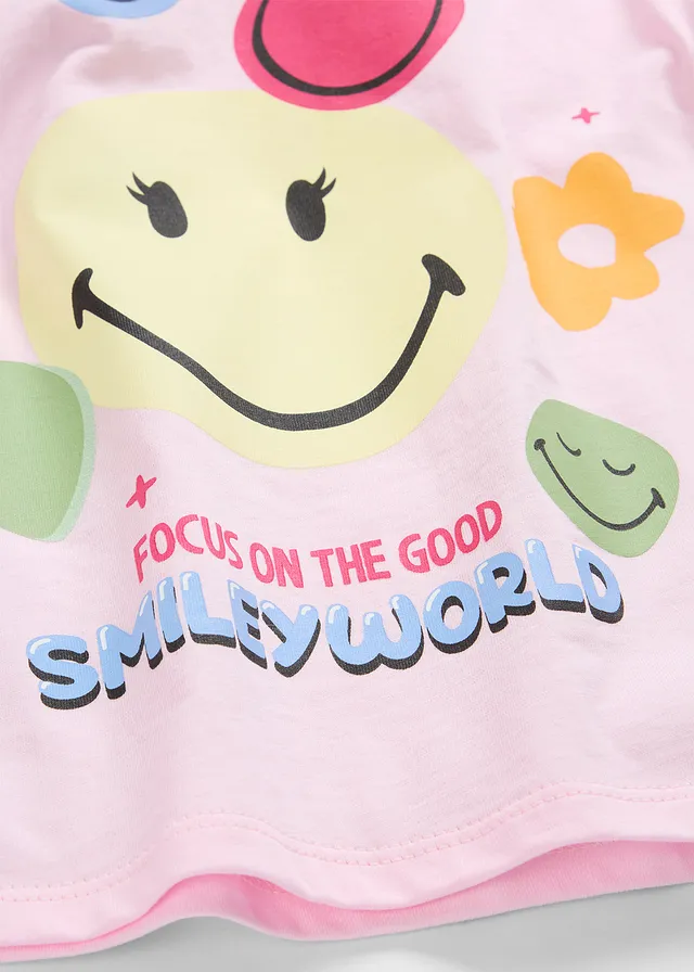 Smileys T-shirt van puur katoen, Kleur: kristalroze met print