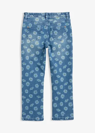 Jeansy o kroju slim flit, bardzo miękkie, średni stan • niebieski denim w kwiaty • sklep bonprix