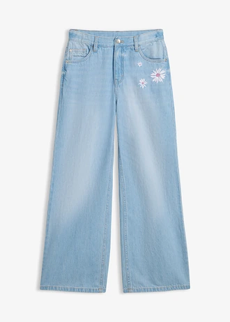 Blugi Wide Leg, Mid Waist • albastru denim uzat • magazin bonprix