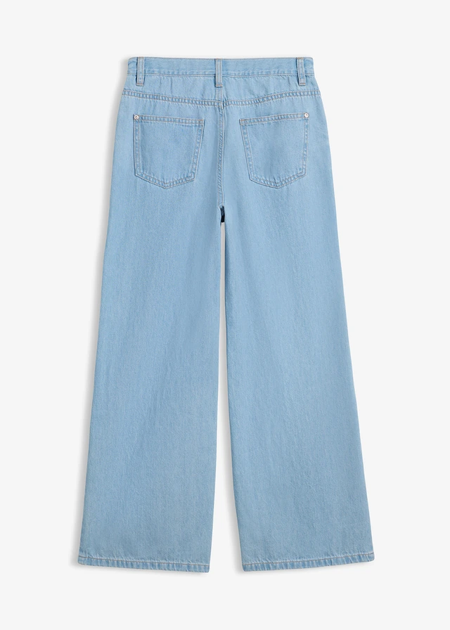 Wide leg jeans, mid waist, Kleur: blauw denim used