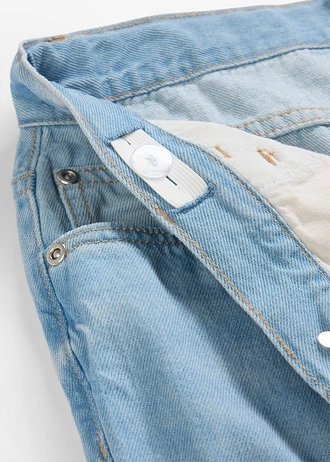 Wide Leg farmer, Mid Waist • kék denim, használt hatású • bonprix áruház