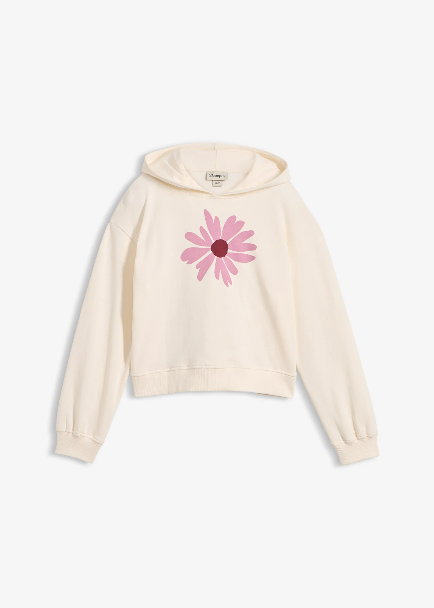 Sweat court à capuche 100% coton • blanc nacré • Boutique bonprix