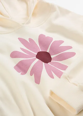 Krótka bluza z kapturem, z czystej bawełny organicznej • biały perłowy • sklep bonprix