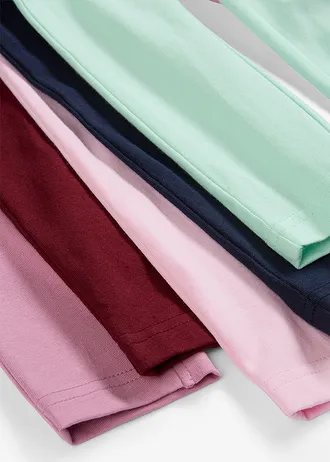 Colanți din amestec elastic de bumbac organic (set/5 buc.) • roz-cristal-bleumarin-verde-mentă deschis -mov-roșu-rubiniu • magazin bonprix