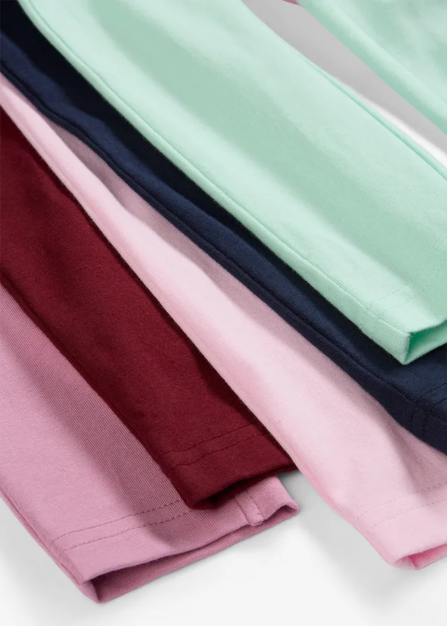 Legging met elastisch biologisch katoen (set van 5) • kristalroze+robijnrood+mauve+donkerblauw+lichtmint • bonprix online shop