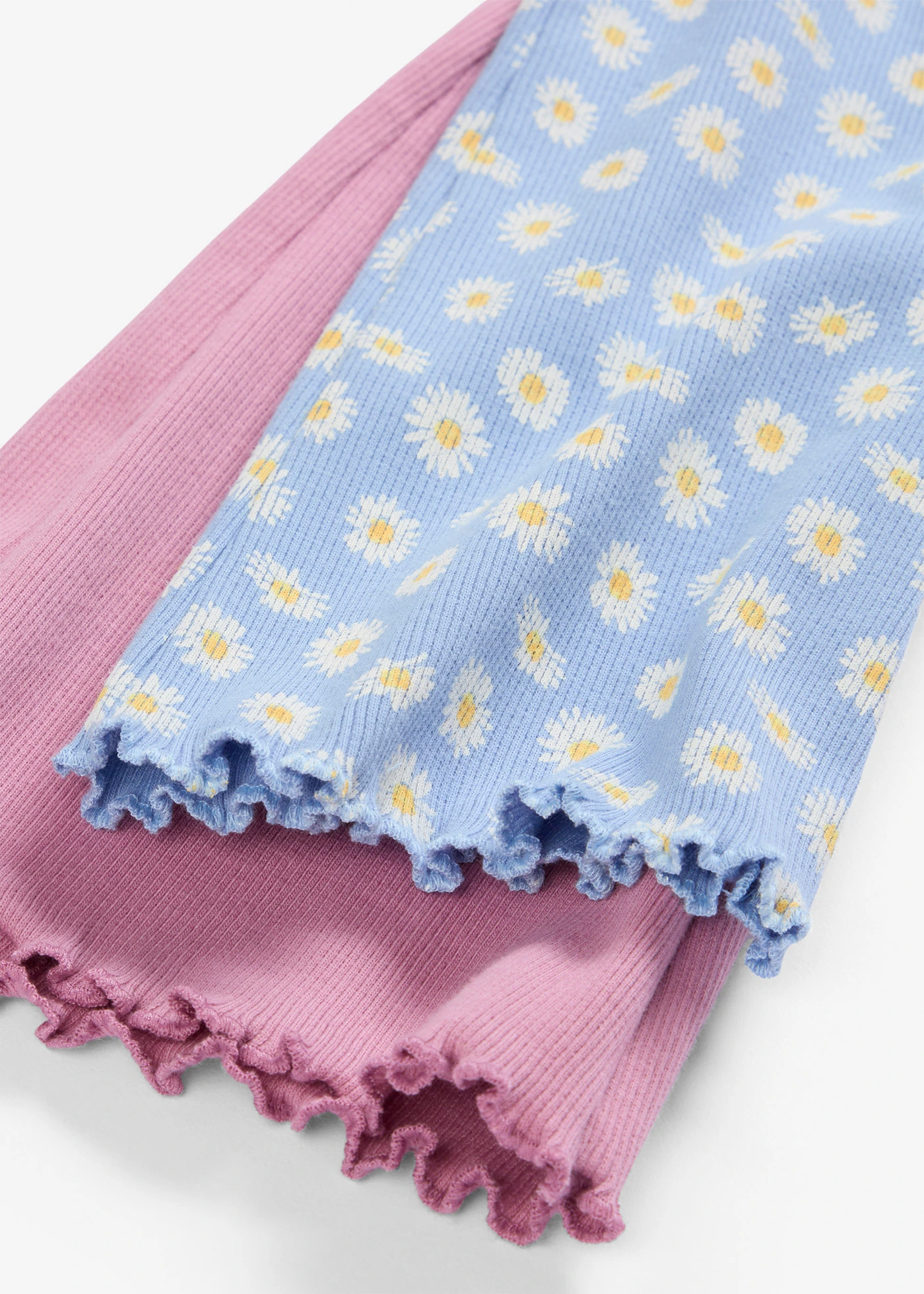 Geribbelde wijd uitlopende leggings (set van 2) • mauve+parelblauw • bonprix online shop