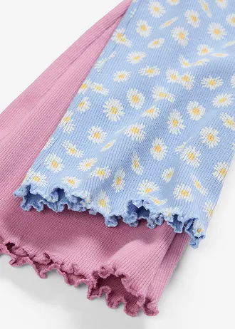 Bordás legging lefelé bővülő szárral (2 db-os csomag) • mályva+gyöngykék • bonprix áruház