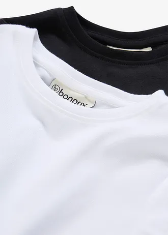 T-shirt van elastisch biologisch katoenmix (set van 5) • wit+zwart • bonprix online shop