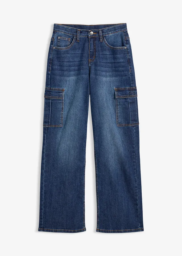 Jean droit et extensible, coupe loose, taille réglable