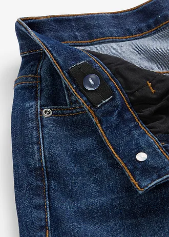 Dżinsy ze stretchem i regulowanym pasem o kroju loose fit, prosta nogawka • ciemnoniebieski denim • sklep bonprix