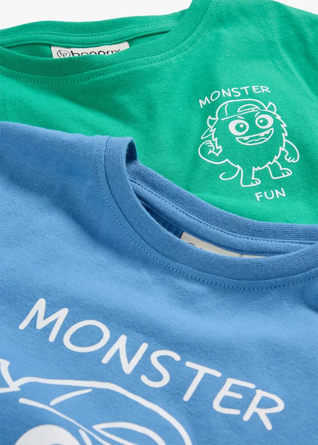 T-shirt van puur biologisch katoen (set van 2) • kristalblauw+jadegroen met print • product-page.page-title-suffix
