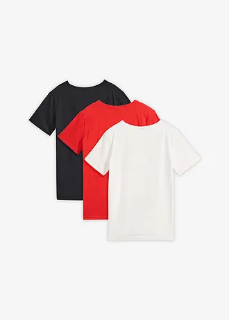 Lot de 3 T-shirts 100% coton • fraise-écru-noir imprimé • Boutique bonprix