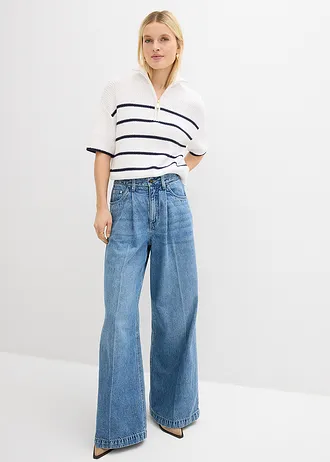 Pull camionneur, Couleur: blanc-bleu foncé rayé