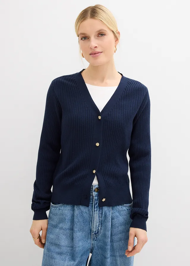 Gilet en maille douce, Couleur: bleu foncé