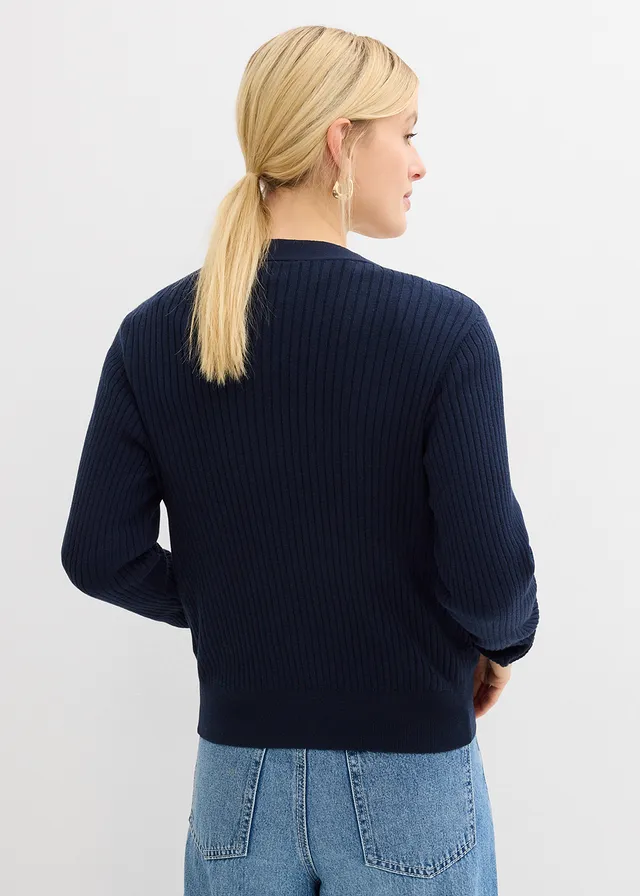 Gebreid vest in een zachte viscosemix • donkerblauw • product-page.page-title-suffix