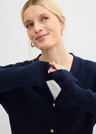 Jachetă tricotată din amestec moale de viscoză • bleumarin • magazin bonprix