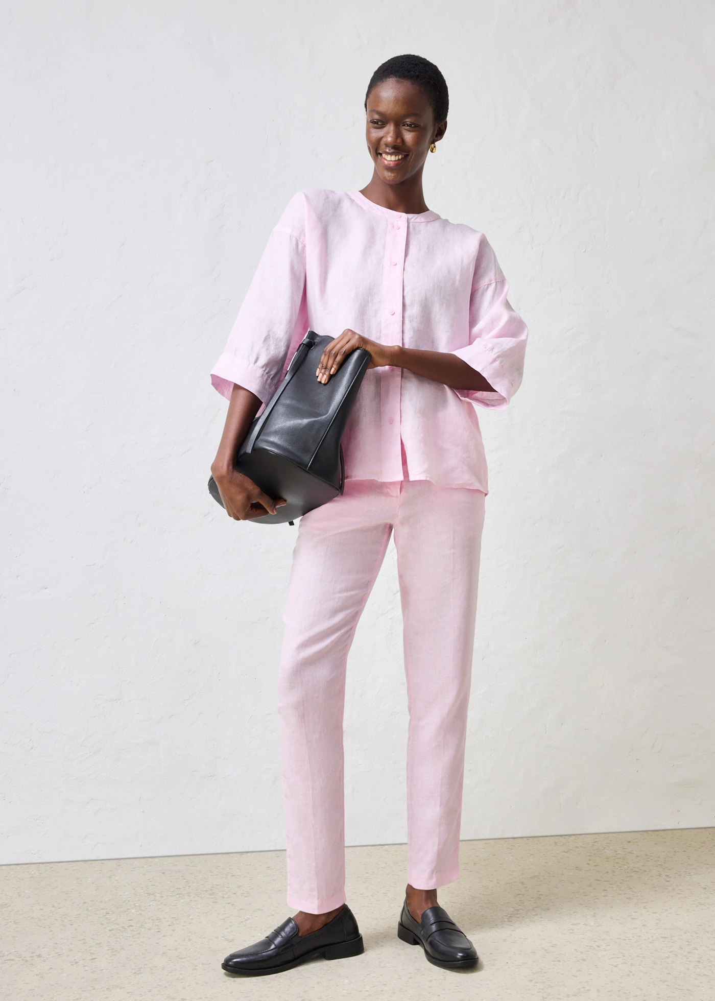 Chemisier oversize 100% lin • rose cristal • Boutique bonprix