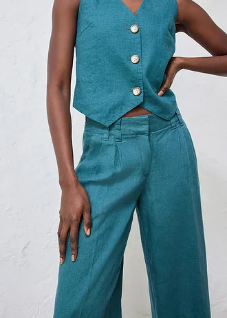 Szövetnadrág tiszta lenből • borszöld • bonprix áruház