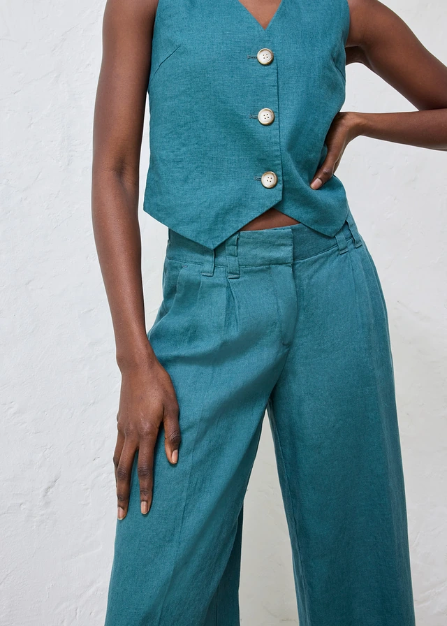 Pantalon à pinces 100% lin • vert poivre • product-page.page-title-suffix