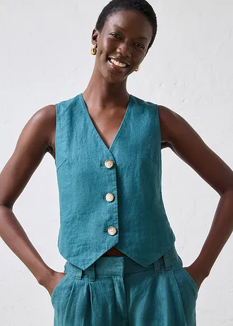 Mellény tiszta lenből • borszöld • bonprix áruház