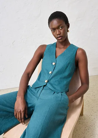 Lněná vesta z čistého lnu • zelený pepř • bonprix obchod