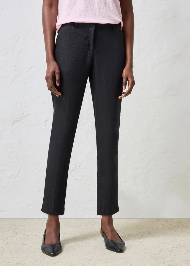Pantalon raccourci, 100% lin • noir • product-page.page-title-suffix