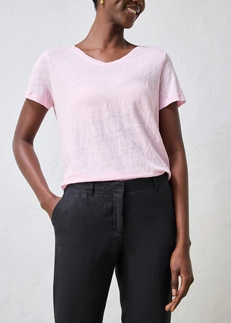 Pantalon raccourci, 100% lin, Couleur: noir
