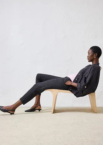 Spodnie 7/8 z czystego lnu • czarny • sklep bonprix