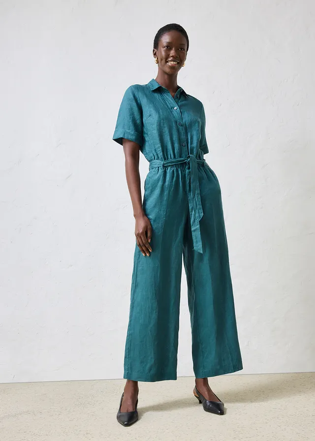 Combinaison 100% lin, Couleur: vert poivre
