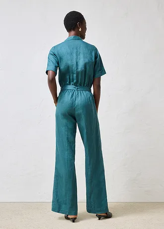 Linnen jumpsuit, Kleur: pepergroen