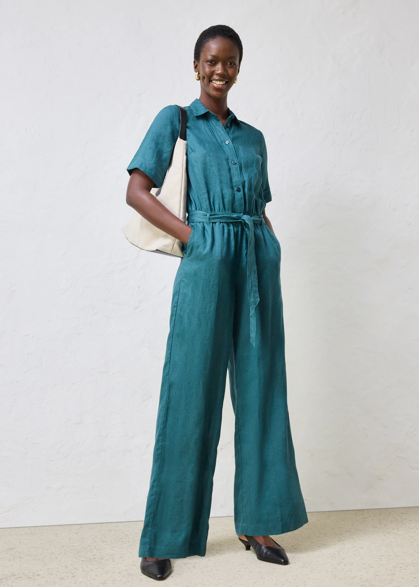 Linnen jumpsuit • pepergroen • bonprix online shop
