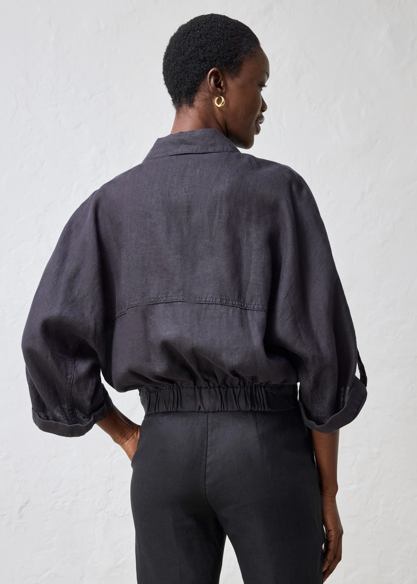 Sacou din in 100% • negru • magazin bonprix