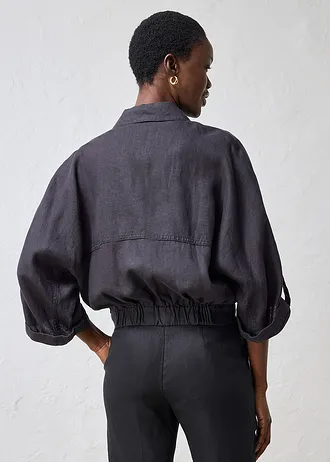 Blouson 100% lin, Couleur: noir