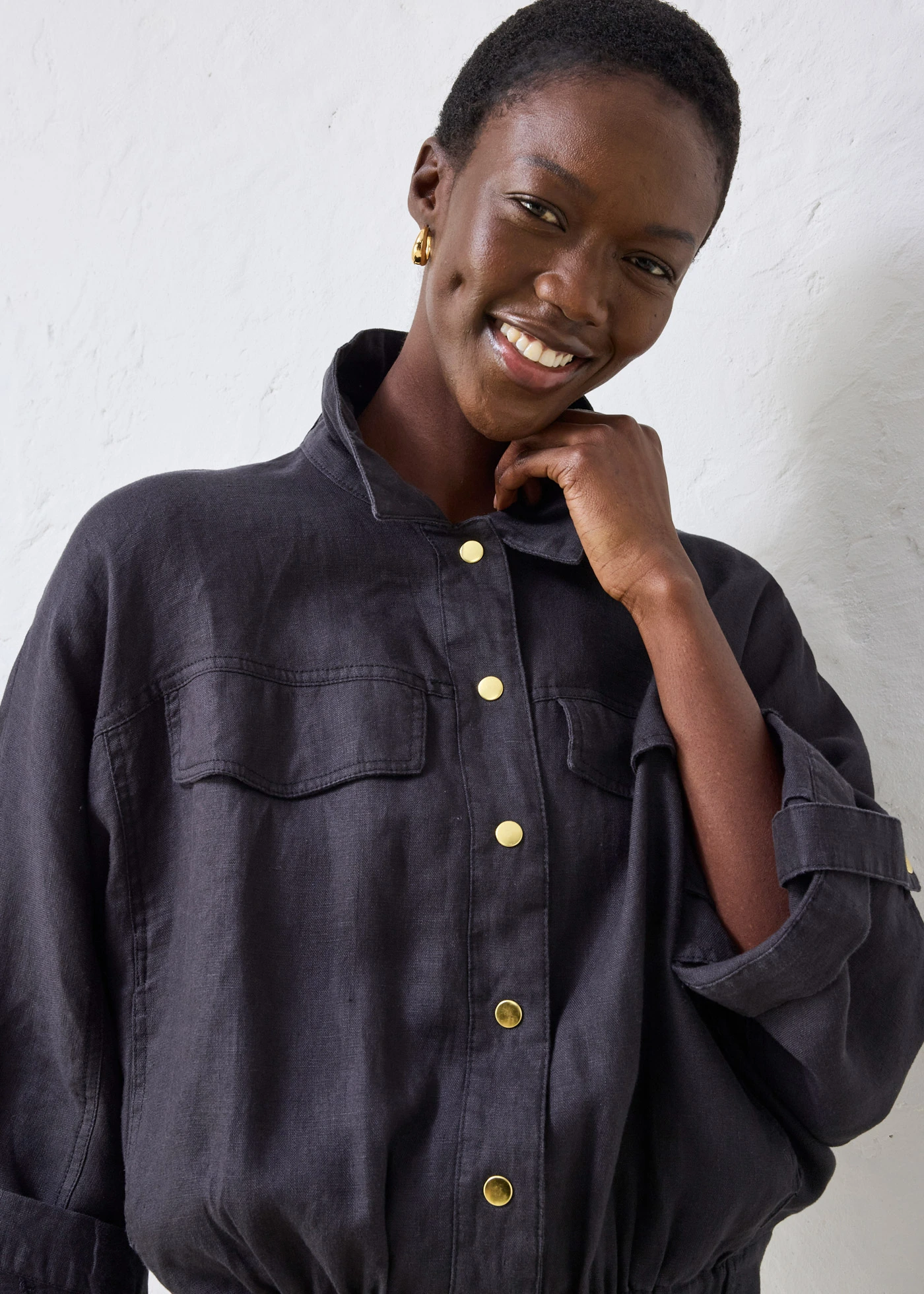 Blouson 100% lin • noir • Boutique bonprix