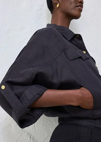 Blouson 100% lin • noir • Boutique bonprix