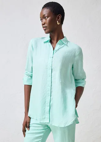 Overhemdblouse van linnen, Kleur: lichtmint