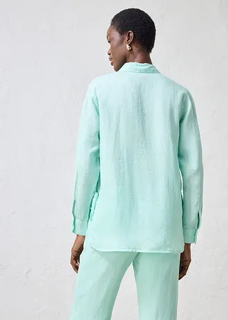 Overhemdblouse van linnen • lichtmint • bonprix online shop