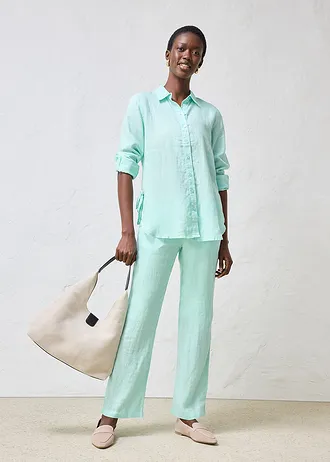 Overhemdblouse van linnen, Kleur: lichtmint