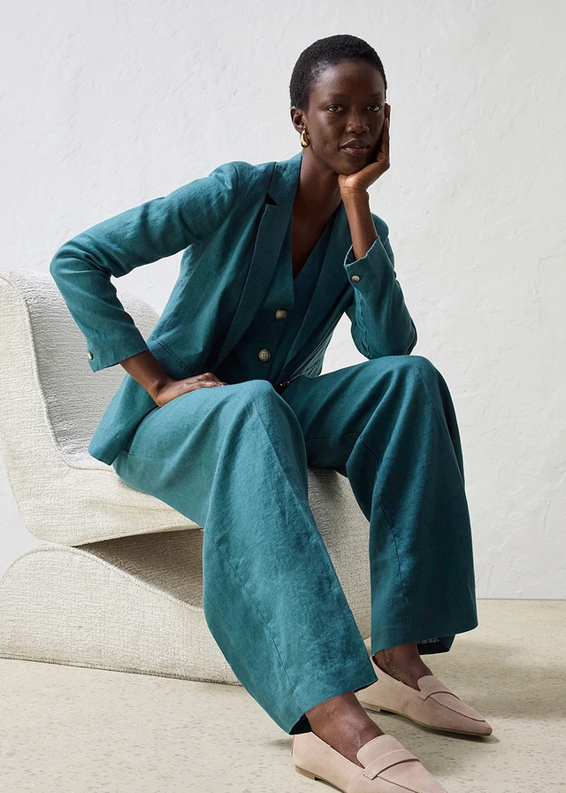 Pantalon à pinces 100% lin • vert poivre • product-page.page-title-suffix