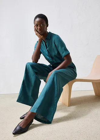 Linnen jumpsuit • pepergroen • bonprix online shop