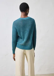 Azsúr pulóver vékony lenvászon keverékből • borszöld • bonprix áruház