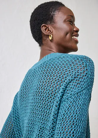 Pull ajouré en lin mélangé • vert poivre • Boutique bonprix