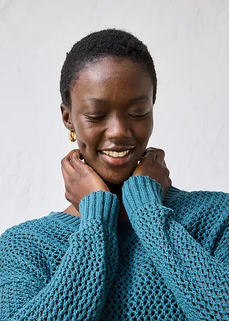 Pull ajouré en lin mélangé • vert poivre • Boutique bonprix