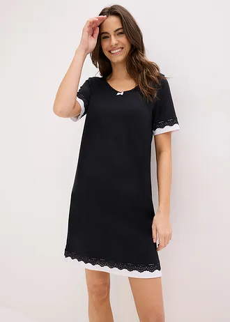 Chemise de nuit douce • noir/blanc • Boutique bonprix