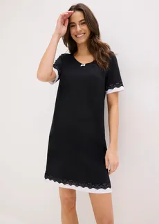 Nočná košeľa z jemného viskózového mixu • čierna-biela • obchod bonprix