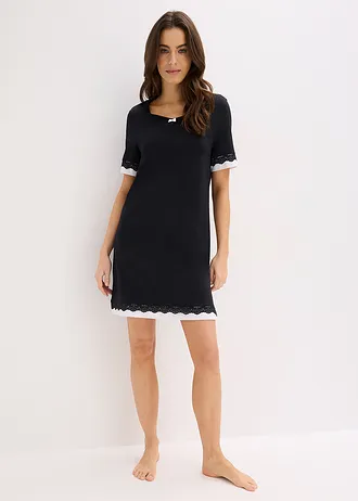 Chemise de nuit douce • noir/blanc • Boutique bonprix