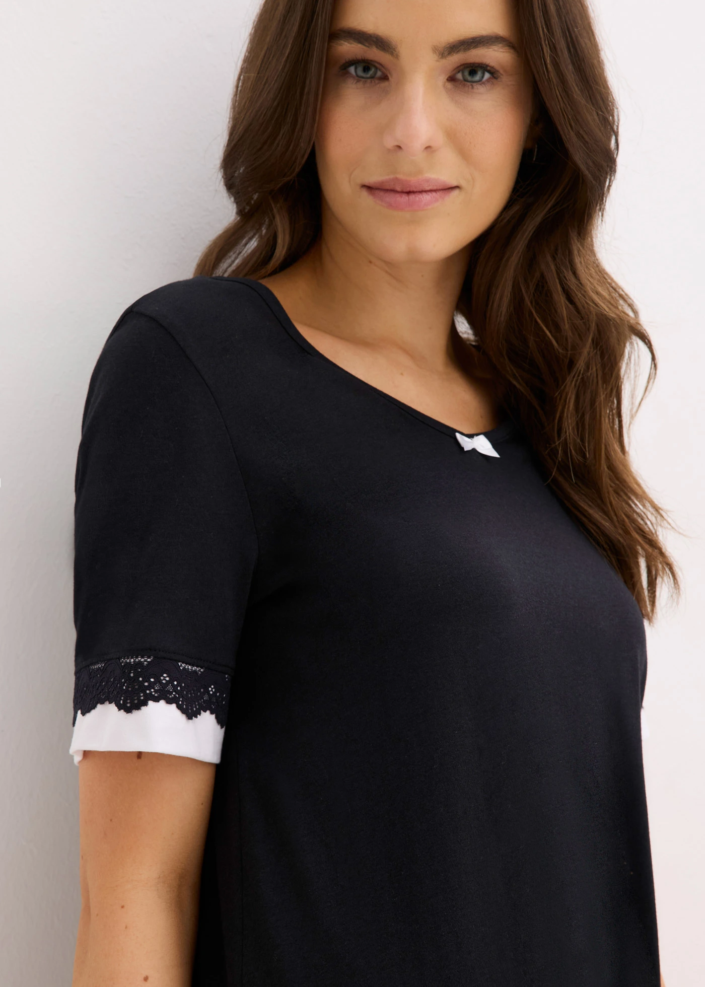 Chemise de nuit douce • noir/blanc • Boutique bonprix