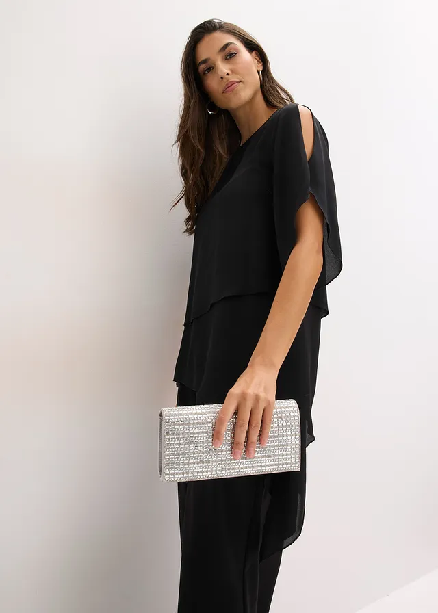 Blouse met puntjes in layerlook • zwart • product-page.page-title-suffix